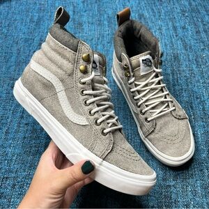 Vans Sk8 Hi MTE Denim Sneakers in Tan Brown Women's Size 8